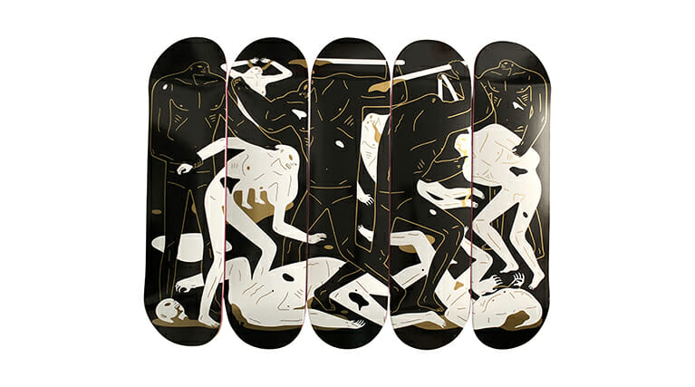 Cleon Peterson "Between Man And God" Wood Skateboard. 2018. Image © by Nonsuch Editions.