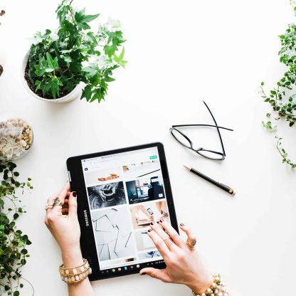 plants and a laptop