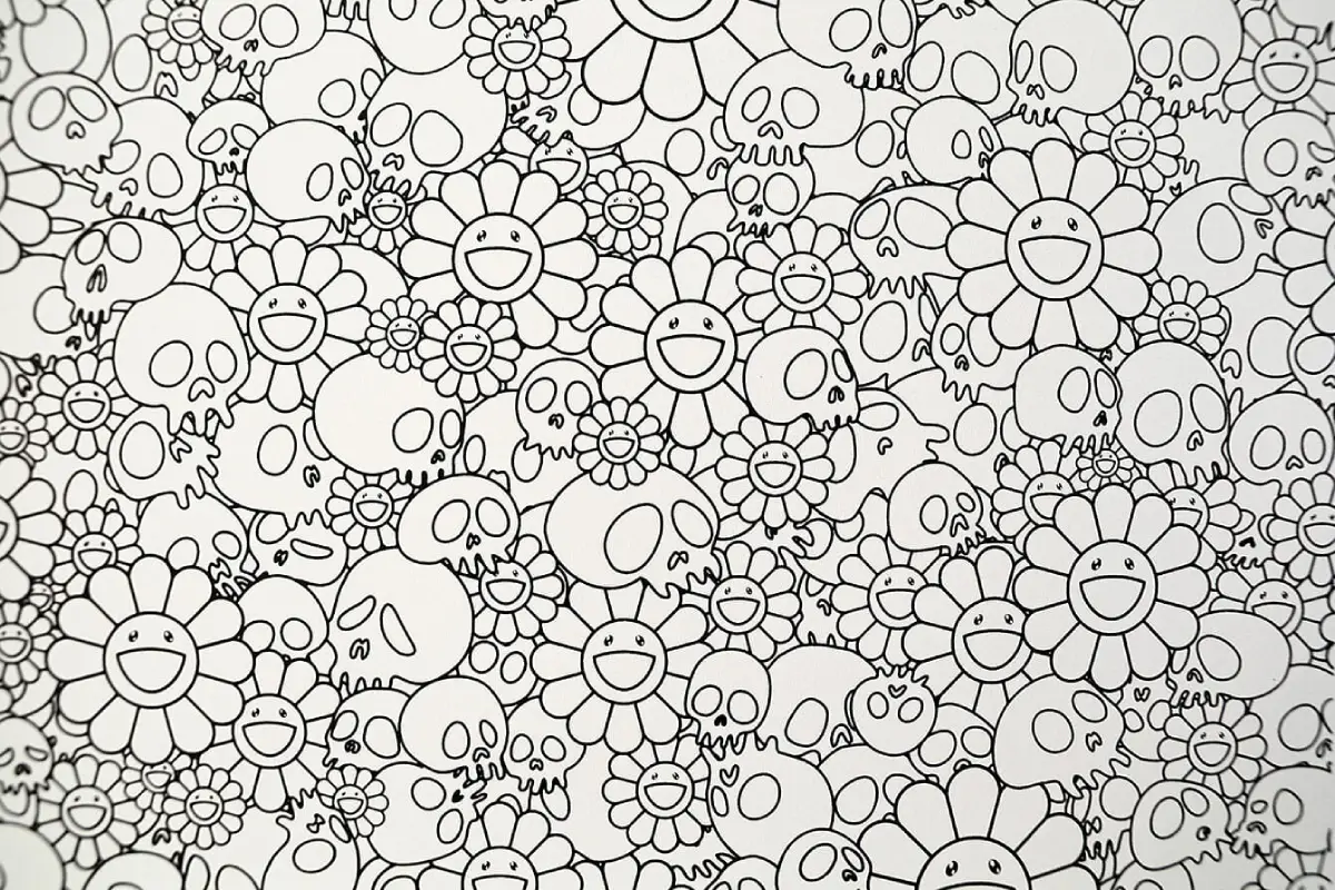 Takashi Murakami "Skulls & Flowers" Lithograph 2018. Image © Nonsuch Editions.
