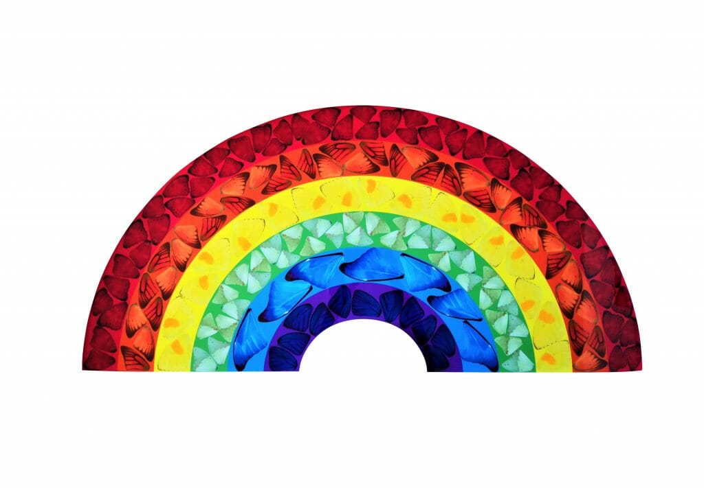 Damien Hirst x Heni "Butterfly Rainbow" giclee print on aluminum. 2020. Image © by Nonsuch Editions.
